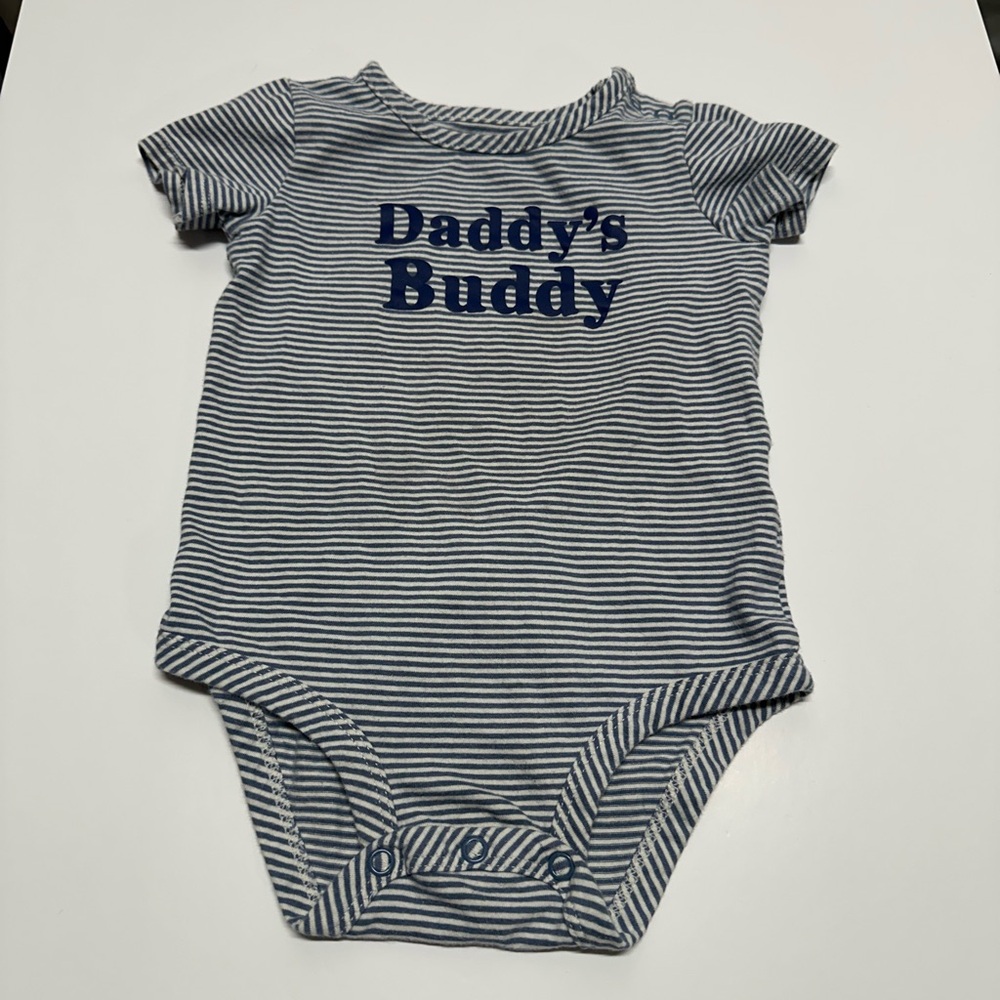 10/20$ Carter's Blue White Striped Daddy’s buddy Bodysuit/Onesie size 18 months